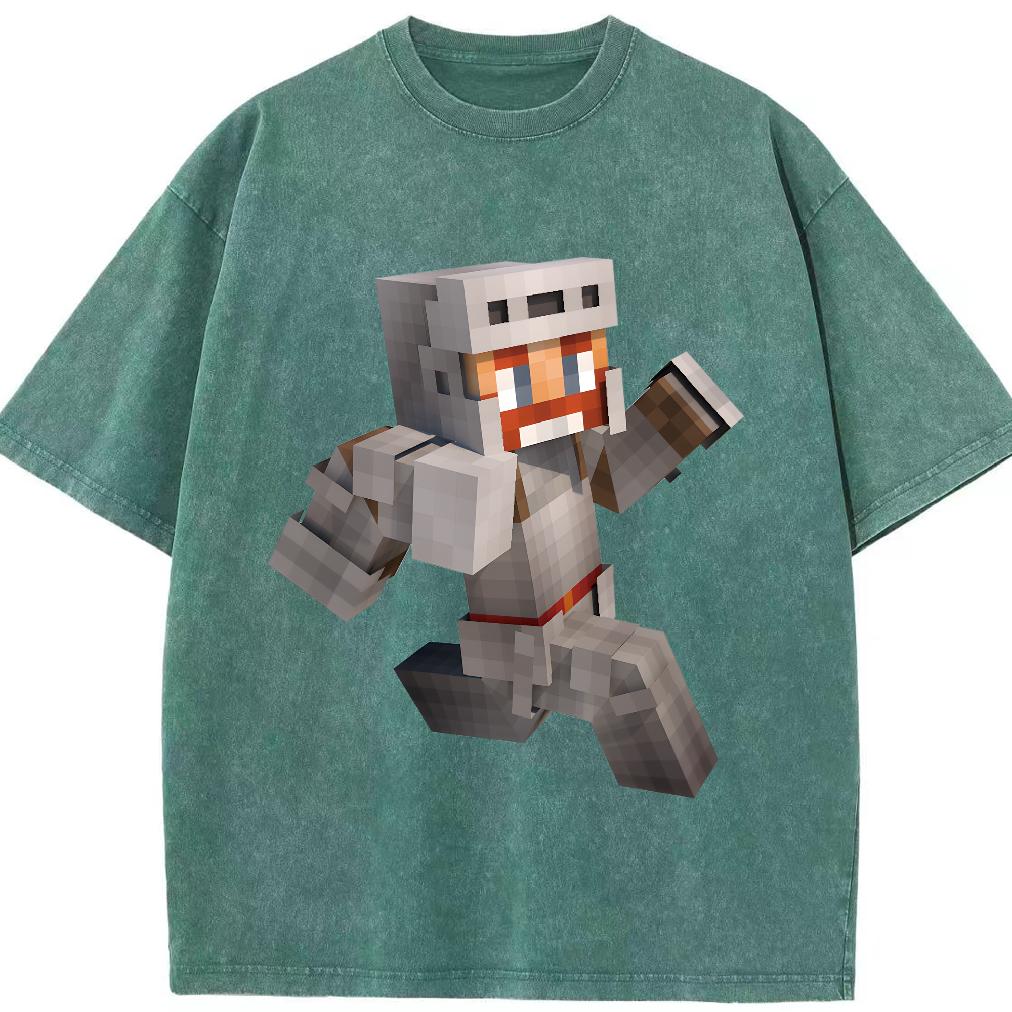 （画像用） マインクラフト ブロックの世界 Minecraft MC Block world 綿100% ヴィンテージ風 半袖Tシャツ（フロントプリント）